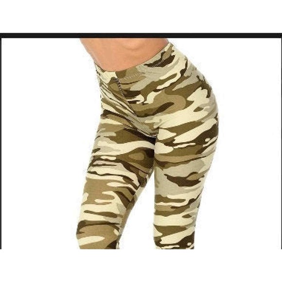 Plus Size Soft Light Olive Camouflage Leggings Camouflage leggings - Picture 1 of 7